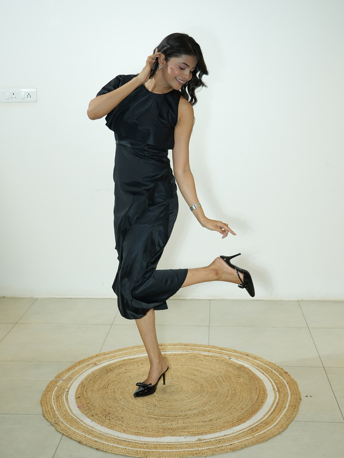 One Shoulder Satin Jumpsuit