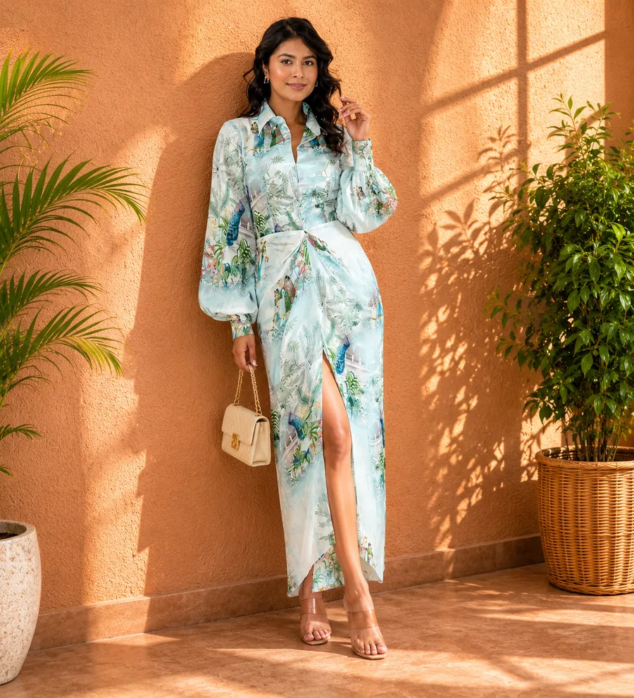 Botanical Luxe Printed Shirt Dress — thumbnail 2