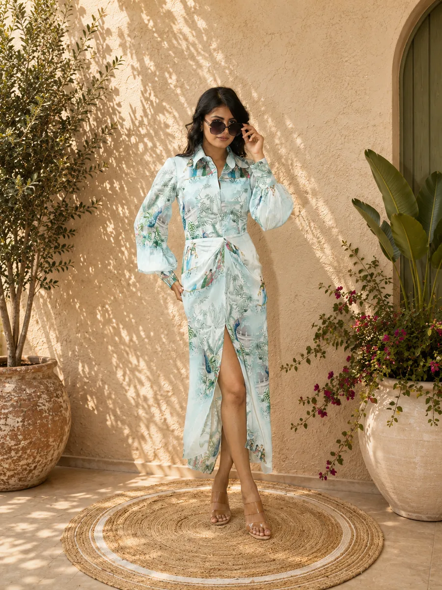 Botanical Luxe Printed Shirt Dress — thumbnail 4