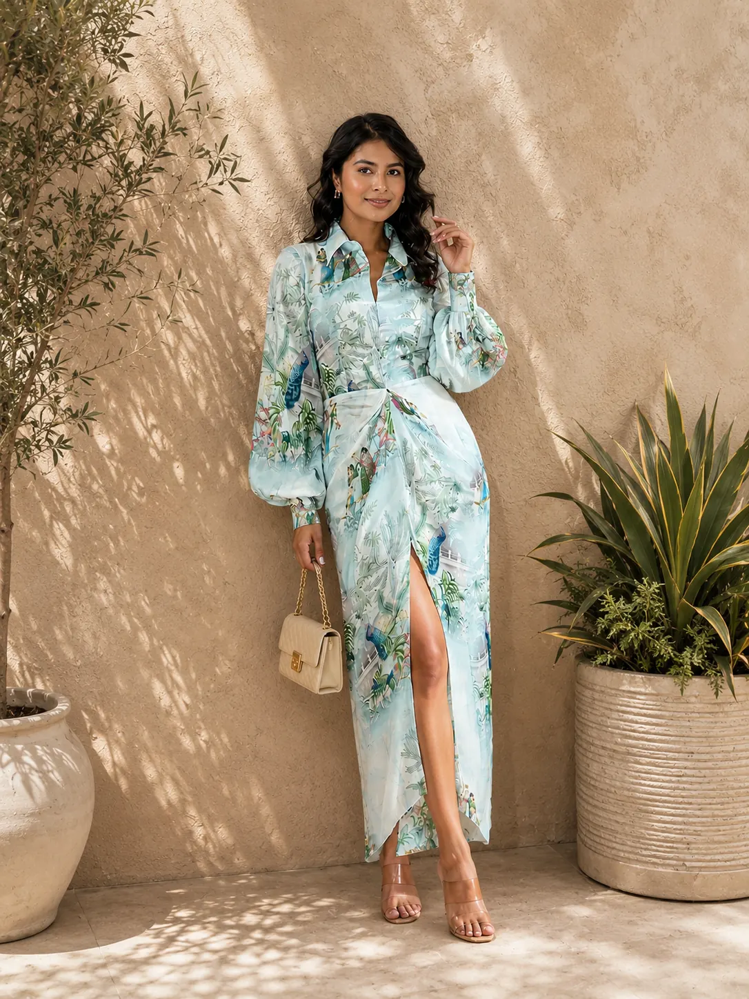 Botanical Luxe Printed Shirt Dress — thumbnail 3