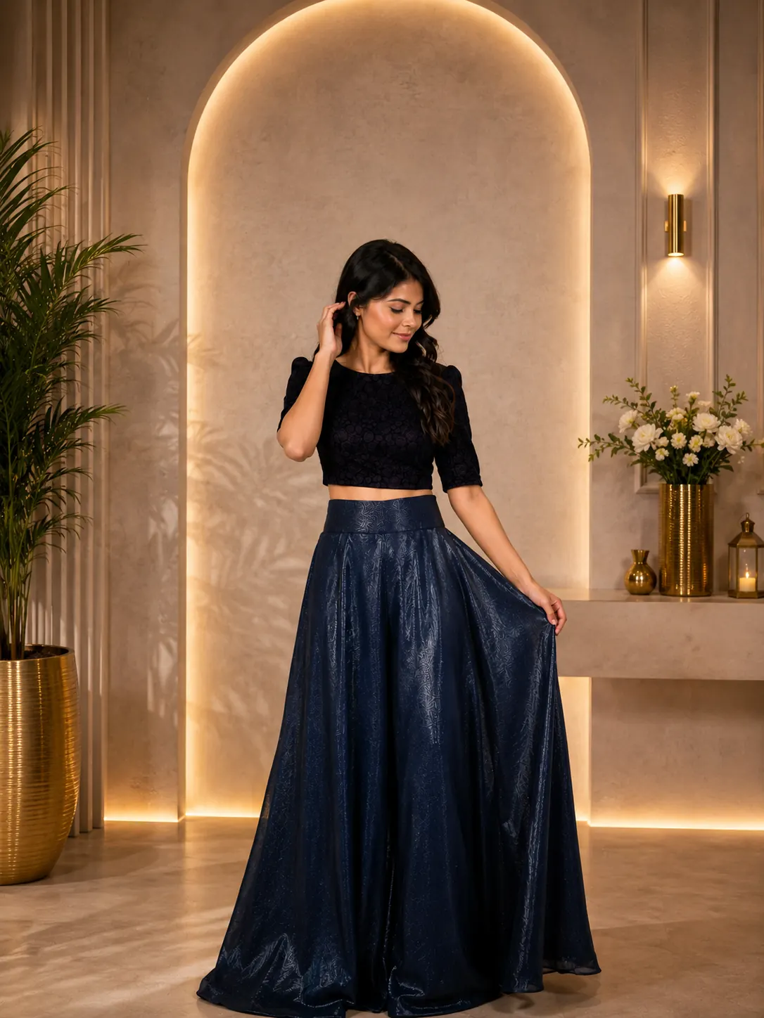 Noir Elegance Puff Sleeve Co-ord Set — thumbnail 3