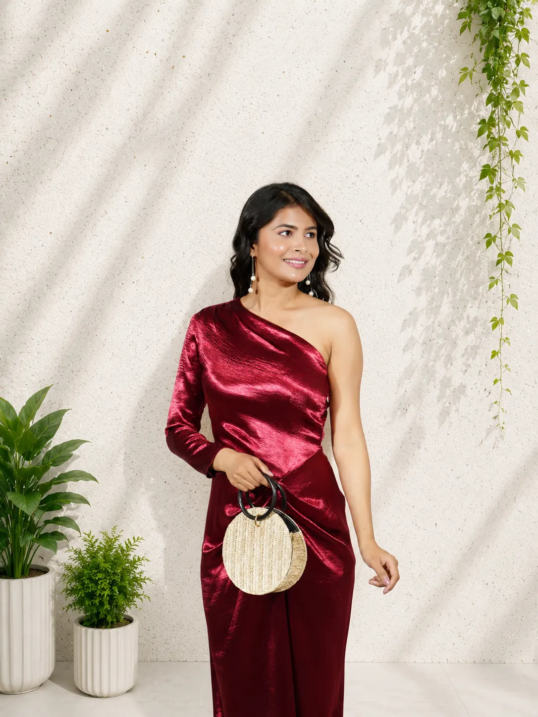 Ruby Drape Satin Evening Dress — thumbnail 4