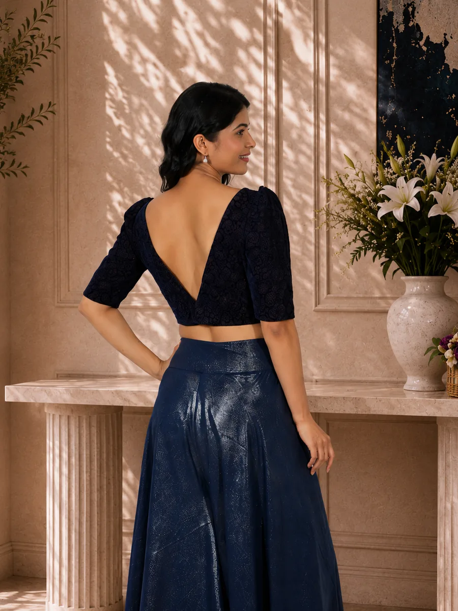 Velvet Crop Top with Flared Skirt Co-ord Set — thumbnail 5
